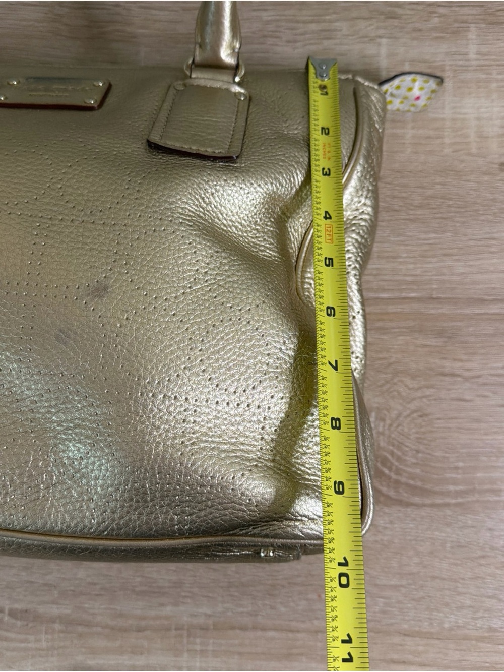 Kate Spade Gold Metallic Leather Handbag Perforated Shoulder Bag - Picture 13 of 13